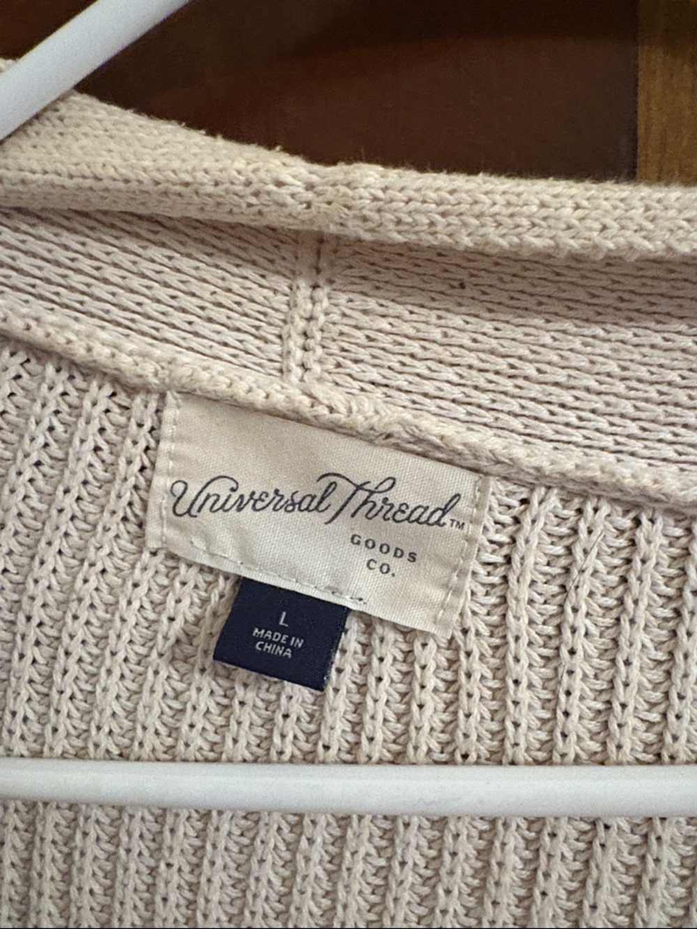 Universal thread Cream Open-Front Ribbed Cardigan - Picture 3 of 3